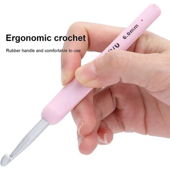 Набор для вязания крючком с розовой ручкой, Свитер для вязания крючком, Эргономичный Набор для вязания спицами, Принадлежности для инструментов