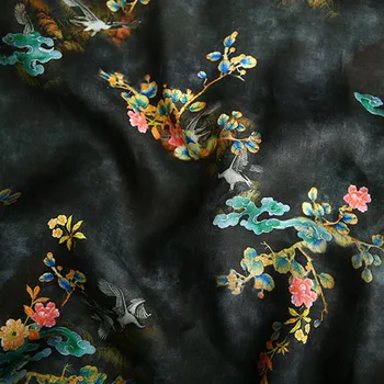 Высококачественная ткань ramie для платья с цифровой печатью telas Дизайнерское платье cheongsam женская одежда антикварная ткань