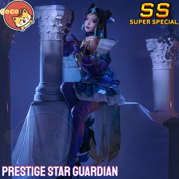 CoCos-SS Игра LOL Prestige Star Guardian Косплей Костюм Синдры Темный Властелин Костюм и Парик Syndra Prestige Star Guardian
