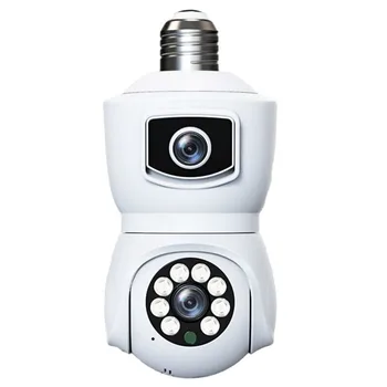 Приложение 4MP-V380 с двухобъективным гнездом для лампы E27 на открытом воздухе, Потолочное крепление, автоматическое отслеживание скорости, купольная PTZ-цветная IP-камера ночного видения PoE