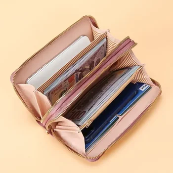 Новый женский кошелек, длинный женский кошелек, двойная молния, кошелек большой емкости, сумка для мобильного телефона, сумка для карт, женская сумка
