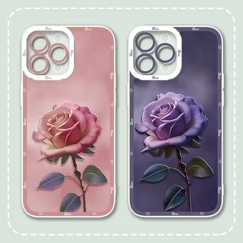 Мультяшный Чехол Tulip rose для iPhone 15 14 Pro Max 13 12 Mini 11 Pro XR XS X8 7 6 6S Plus SE 2020 Силиконовый Защитный Прозрачный Чехол