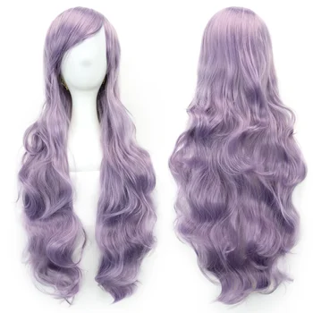 светлые волнистые синтетические волосы длиной 80 см, парик для косплея с челкой, красочные парики для костюмов на Хэллоуин для женщин