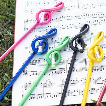 24шт Студенческих карандашей для заметок, музыкальных карандашей с ластиком, красочных музыкальных карандашей, деревянного скрипичного ключа, изогнутого карандаша.