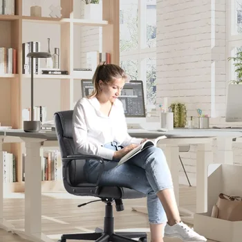 Эргономичный стол для офиса, Компьютерный подлокотник и поясничная поддержка, Регулируемое по высоте Поворотное кресло на колесиках для руководителей