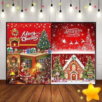 Веселого Рождества, Санта, изготовленный на Заказ Фон для дня рождения, Сани, Фоновое фото, Пряничный домик Клауса, Детский душ, Канун снега на открытом воздухе
