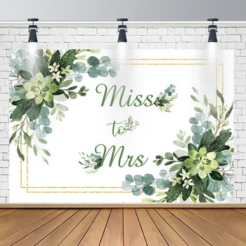 Мисс Миссис Фон для фотосъемки, Зеленые листья, Цветочный фон, Свадебный душ для новобрачных, Помолвка, украшения для вечеринок, принадлежности