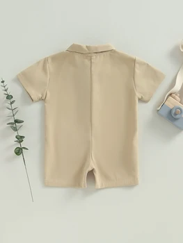 woshilaocai, летний комбинезон для новорожденных мальчиков, короткий рукав, воротник с принтом, комбинезон на пуговицах, Повседневная одежда для 4 июля