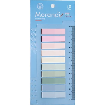 1 ~ 4ШТ Новый Morandi Самоклеящийся Блокнот Для Заметок Sticky Notes Bookmark Point It Marker Memo Sticker Бумага с Линейкой для Офиса Школы