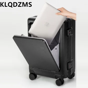 Дорожная сумка для багажа KLQDZMS с открывающейся передней частью, алюминиевая рама, посадочный кейс, тележка для ноутбука, 20 