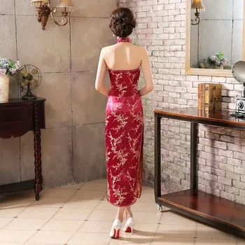 Китайский национальный длинный Чонсам из атласа сливового цвета, винтажный костюм, короткое платье для светских львиц, элегантные женские платья Qipao