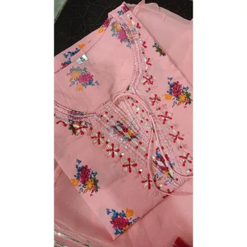 Розовая вышивка, прямые женские дизайнерские шаровары Kurta Sharara Duaptta