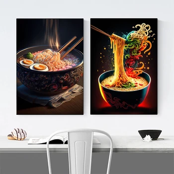 Аппетитный Японский Рамен Ресторан Украшение Кухни Плакат Печать На Холсте Настенная Художественная Картина для Домашнего Декора комнаты