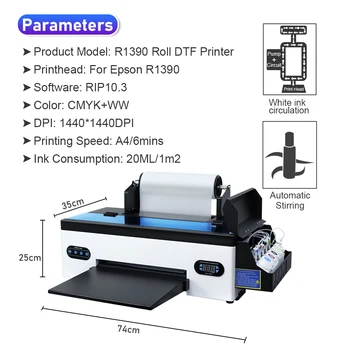 R1390 DTF Принтер A3 Для Печати футболок DTF Impresora Непосредственно на Пленочный Принтер с Духовкой для DTF-принтеров футболок