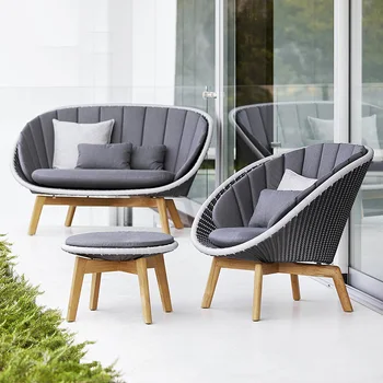 Индивидуальная комбинация диванов из тикового ротанга для отдыха на открытом воздухе, вилла, сад, модельная комната, стул из ротанга, уличная мебель