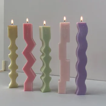 Геометрически неправильная длинная полоса ароматерапевтическая свеча силиконовая форма diy гипсовые украшения, украшенные свечой специальной формы
