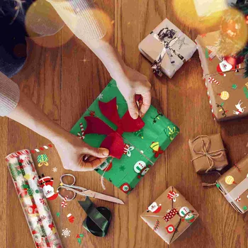 ABOOFAN 1 рулон целлофановой рождественской бумаги для упаковки подарков в виде Санта-Клауса, снеговика, прозрачной целлофановой бумаги толщиной 25 Мил