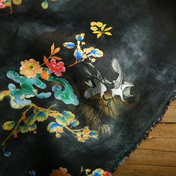 Высококачественная ткань ramie для платья с цифровой печатью telas Дизайнерское платье cheongsam женская одежда антикварная ткань