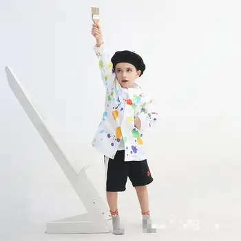 Высококачественный детский профессиональный косплей Little Painter, белый костюм со шляпой, костюм на Хэллоуин для малыша