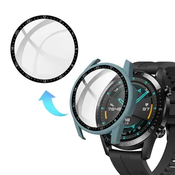 Корпус бампера для часов из ПК, крышка из закаленного стекла, защитная рамка для экрана, циферблат, шкала, защитный чехол для Huawei Watch GT 2 46 мм