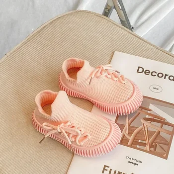 Новая спортивная обувь 2024 года для детей, сетчатые дышащие кроссовки для мальчиков и девочек, детские кроссовки с мягкой подошвой, парусиновая обувь для малышей
