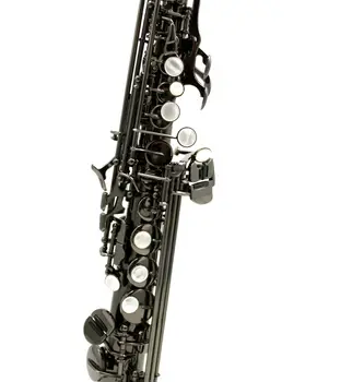 музыкальный проф использует блестящий черный прямой Сопрано-Саксофон всего тела.