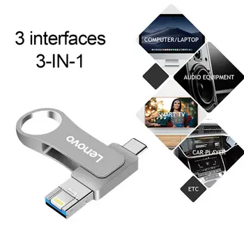 Lenovo Pen Drive 2 ТБ 1 ТБ USB Флэш-Накопитель Для iphone OTG Type-C USB3.0 Металлическая Флешка Высокоскоростная Карта памяти