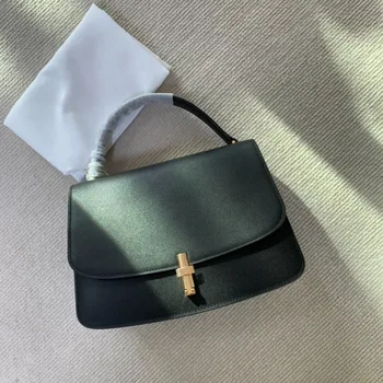 Женская сумочка из воловьей кожи с Т-образной металлической пряжкой в стиле ретро среднего размера