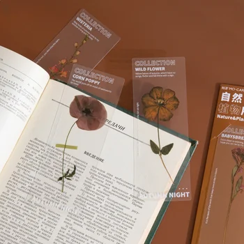Серия Ретро Цветочные Листья Закладки для Книг из Прозрачного ПВХ Book Mark Page Marker Kawaii Канцелярские Закладки Для книг