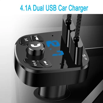 Bluetooth 5.0 FM-Передатчик 4.2A Автомобильное Зарядное Устройство Dual USB Автомобильный Mp3-Плеер Радио Модулятор для Автомобильного Телефона Громкой Связи Музыка