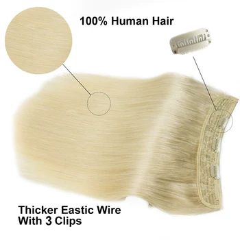 Наращивание волос из лески, настоящие человеческие волосы # 613, светлая проволока в волосах С невидимой леской, шиньон-заколка для наращивания волос