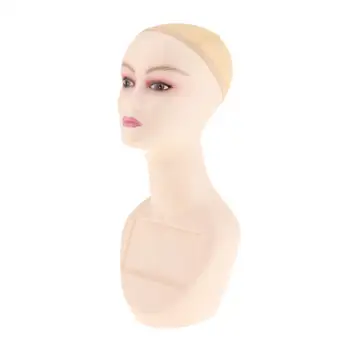 Женская голова манекена с сетчатым колпаком, прочная Высота 48 см для парикмахерской, очки для укладки, ювелирное ожерелье, подставка для дисплея