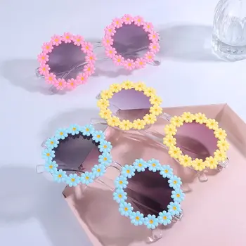 Новые Солнцезащитные очки с ромашкой в круглой оправе для фестиваля дискотеки для взрослых для женщин с цветочными оттенками Солнцезащитных очков
