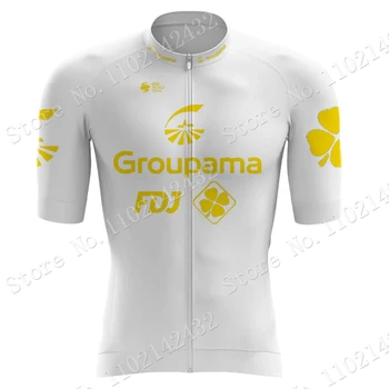 Новый Белый Комплект Джерси FDJ Cycling 2023 С Коротким Рукавом Gloden Clothing Мужские Рубашки Для Шоссейного Велосипеда Костюм Велосипедный Нагрудник Шорты MTB Maillot
