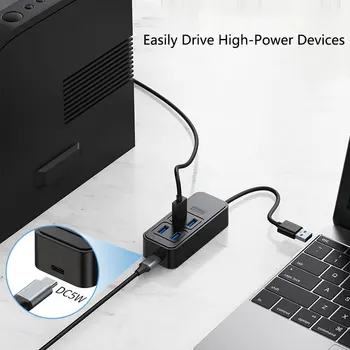 USB-концентратор USB-КОНЦЕНТРАТОР 3 0 Разветвитель USB 3.0 Высокоскоростная передача данных с портом питания 5 В постоянного тока для ПК, ноутбука Macbook, компьютера