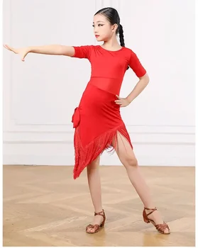 Современные платья для латиноамериканских танцев для девочек, соревнования по латиноамериканским танцам для детей, детские костюмы для самбы, сальсы, Ча-ча-ча для детских танцев