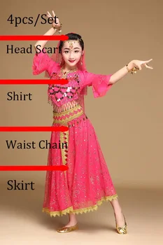 Детский костюм для танца живота, детское платье для индийских танцев, детские Болливудские танцевальные костюмы для девочек, танцевальная одежда для выступлений