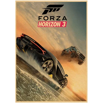 Плакат Forza Horizon 5 Винтажные принты и постеры из крафт-бумаги для домашнего декора, художественные наклейки на стены, Декоративная живопись, аниме-декор