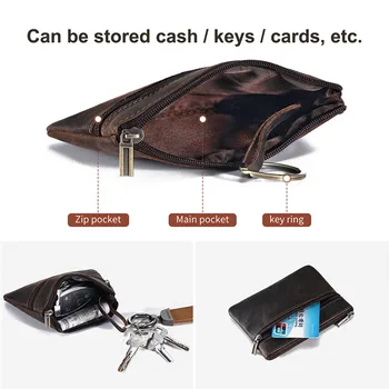 Новый женский кошелек из натуральной кожи, брелок для ключей, маленький кошелек, ретро-держатель для карт, сумка для хранения, Портативный клатч на молнии, сумка для денег