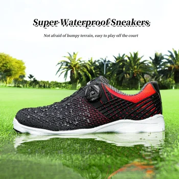 Новая мужская повседневная обувь, водонепроницаемая обувь для гольфа из натуральной кожи PGM, мужская спортивная обувь с вращающимися шнурками и противоскользящими гвоздями