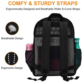 Черный сетчатый рюкзак, удобный дышащий рюкзак большой емкости, модная спортивная дорожная сумка