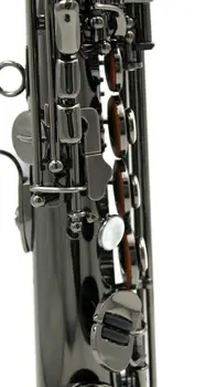 музыкальный проф использует блестящий черный прямой Сопрано-Саксофон всего тела.