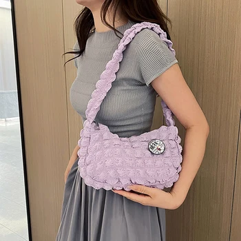 Женские сумки Soft Cloud Bubbles, плиссированная сумка-облако для девочек, Повседневная сумка через плечо, женская милая сумочка