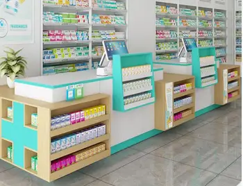 Маленькая угловая современная простая аптека, специальная стойка регистрации, стойка регистрации аптеки