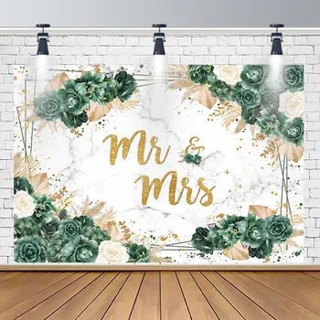 Мисс Миссис Фон для фотосъемки, Зеленые листья, Цветочный фон, Свадебный душ для новобрачных, Помолвка, украшения для вечеринок, принадлежности
