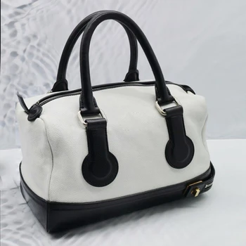 2023 Новая Модная Женская сумка Boston Большой емкости Роскошные Дизайнерские сумки Контрастного цвета Из искусственной кожи Сумка через плечо