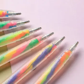 Блестящие гелевые ручки 6 цветов, градиентные ручки Fine Point Rainbow Для выделения на маркерах, цветные карандаши для рисования.