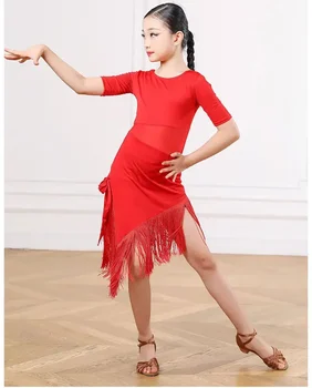 Современные платья для латиноамериканских танцев для девочек, соревнования по латиноамериканским танцам для детей, детские костюмы для самбы, сальсы, Ча-ча-ча для детских танцев