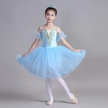 Новая балетная юбка для девочек, блестки, профессиональная балетная пачка, длинное платье, танцевальные костюмы Ballerine Femme, Женская балетная одежда