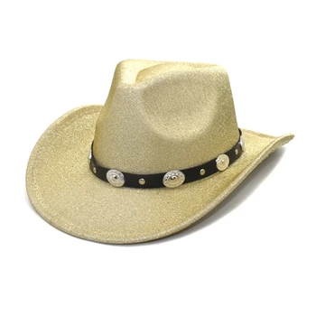 Ковбойская шляпа для отдыха, блестящий подарок-сюрприз для девочек, Ковбойская шляпа для мальчиков, для карнавалов, музыкального фестиваля Y1QD